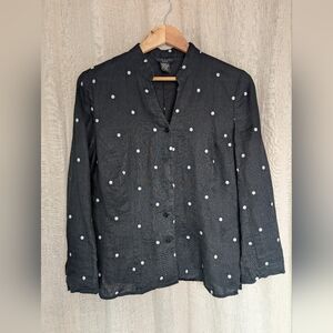 Vintage Linen Polka Dot Blouse
